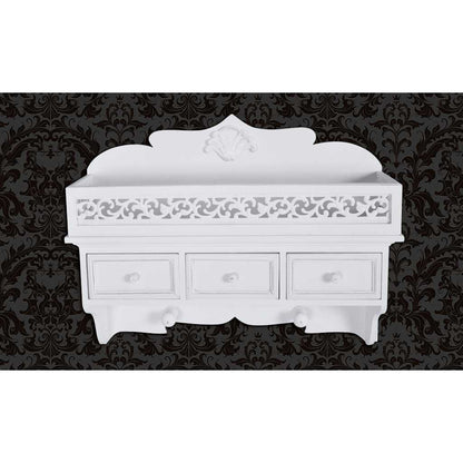 vidaXL Wall Shelf/Peg with 3 Drawers 2 Hooks 1
