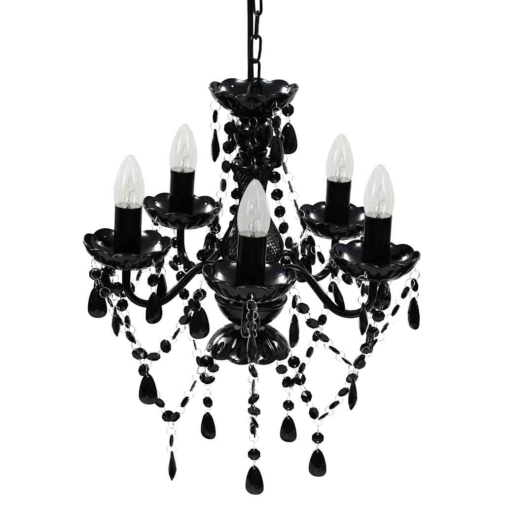 vidaXL Artificial Crystal Glass Ceiling Light | Black 3