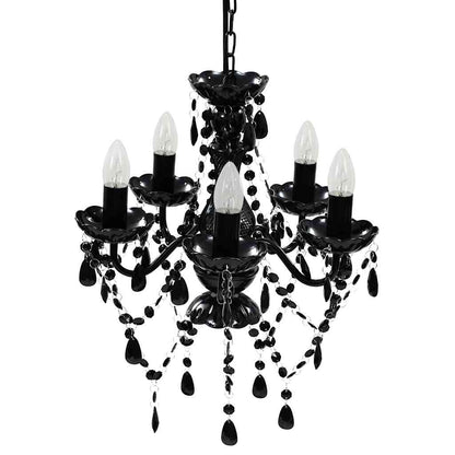 vidaXL Artificial Crystal Glass Ceiling Light | Black 3
