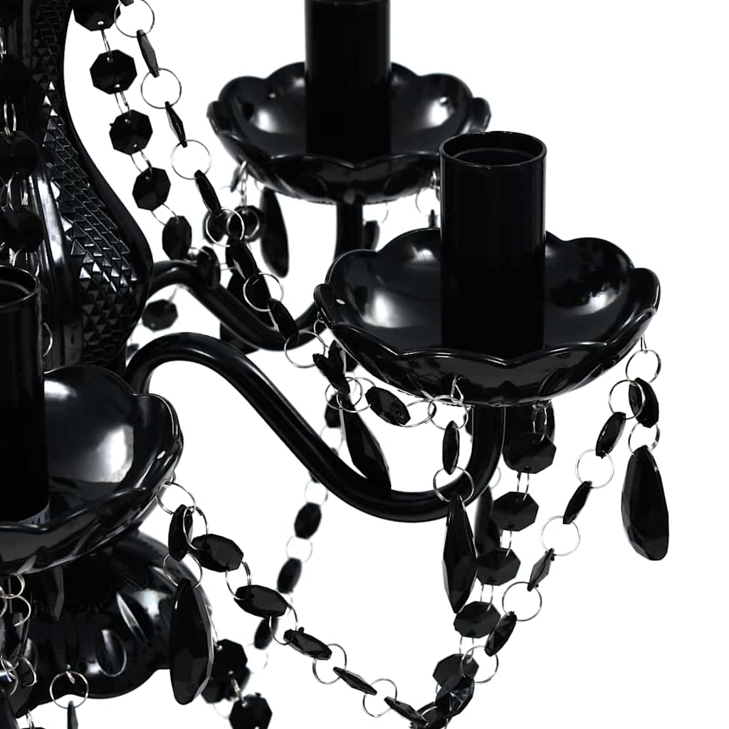 vidaXL Artificial Crystal Glass Ceiling Light | Black 4