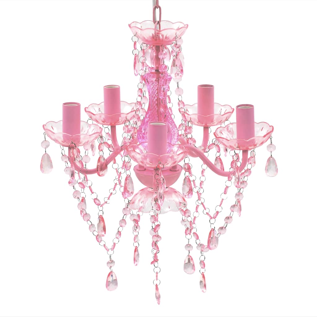 vidaXL Crystal Light 5 Bulbs Pink 1