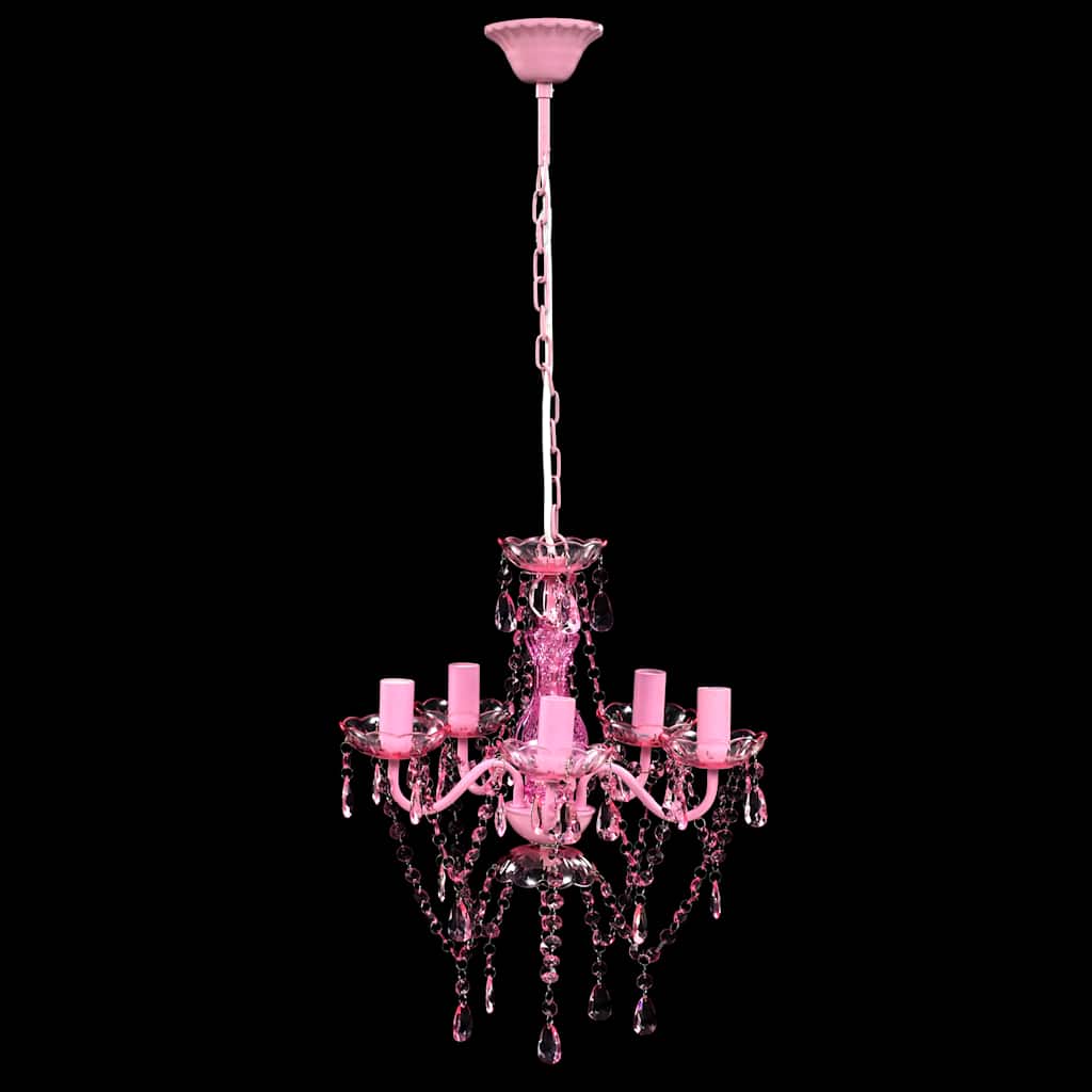 vidaXL Crystal Light 5 Bulbs Pink 2