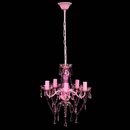 vidaXL Crystal Light 5 Bulbs Pink 2