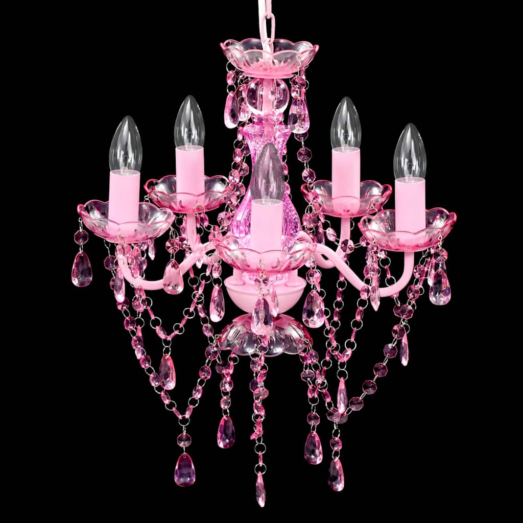 vidaXL Crystal Light 5 Bulbs Pink 3