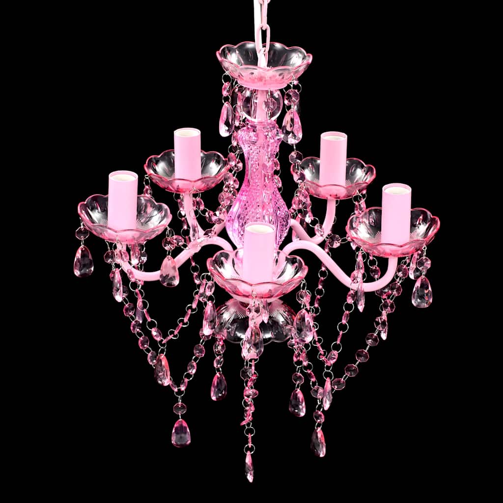 vidaXL Crystal Light 5 Bulbs Pink 4
