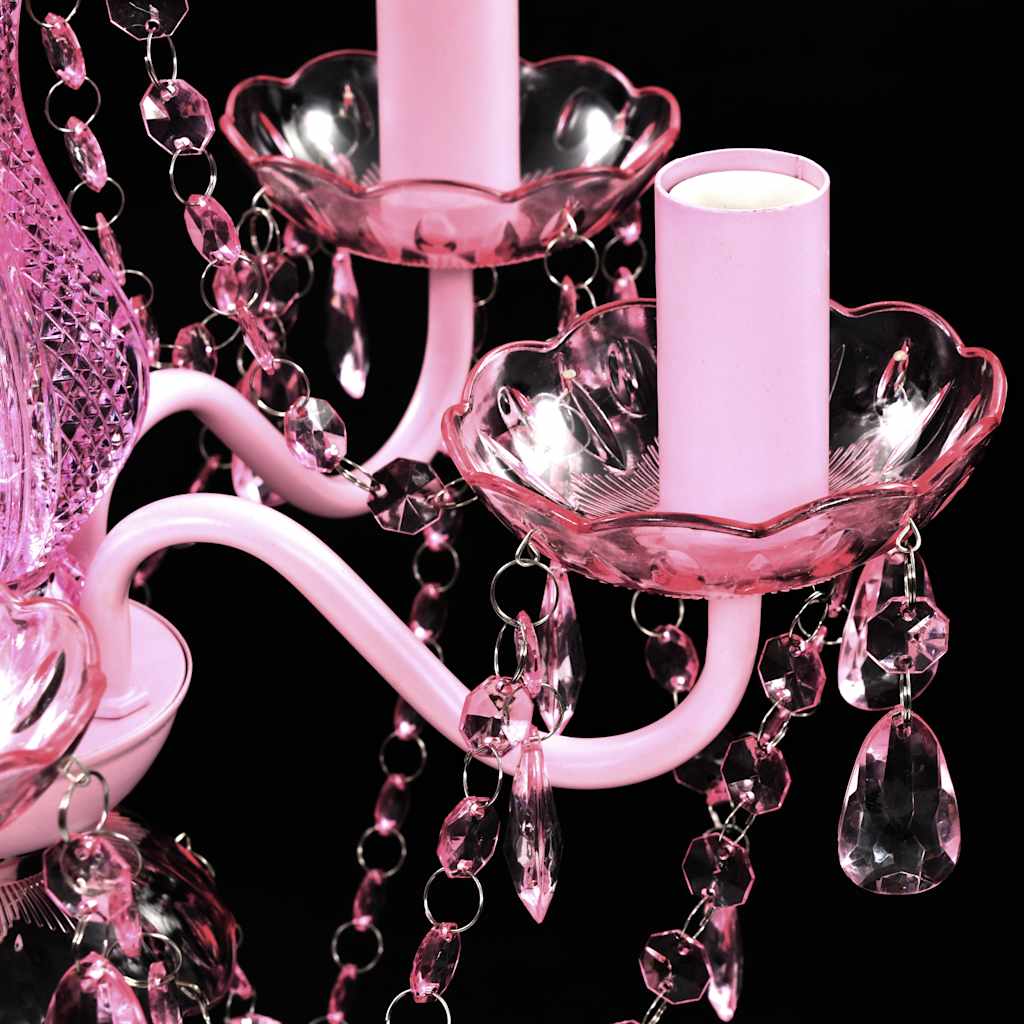 vidaXL Crystal Light 5 Bulbs Pink 6