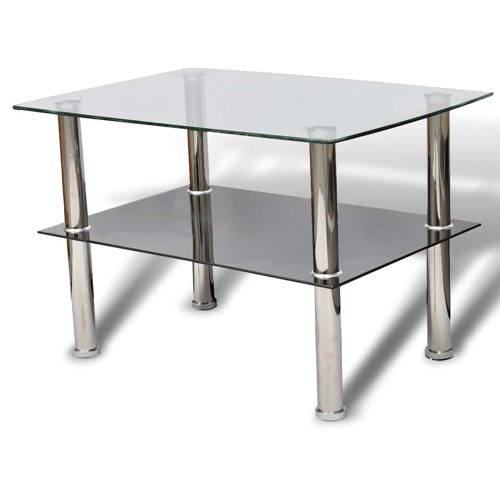 vidaXL Coffee Table | Transparent, Black | Tempered Glass | Small | Durable 2