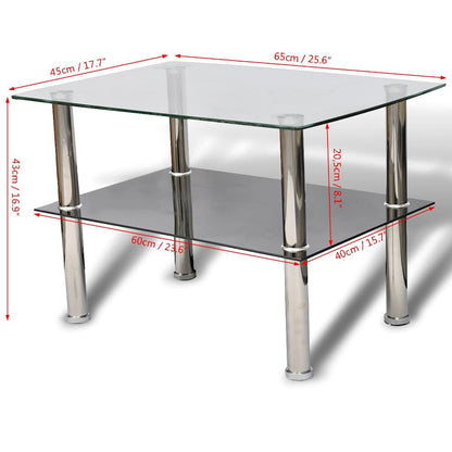 vidaXL Coffee Table | Transparent, Black | Tempered Glass | Small | Durable 5