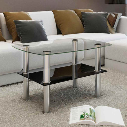 vidaXL Coffee Table | Transparent, Black | Tempered Glass | Small | Durable 1