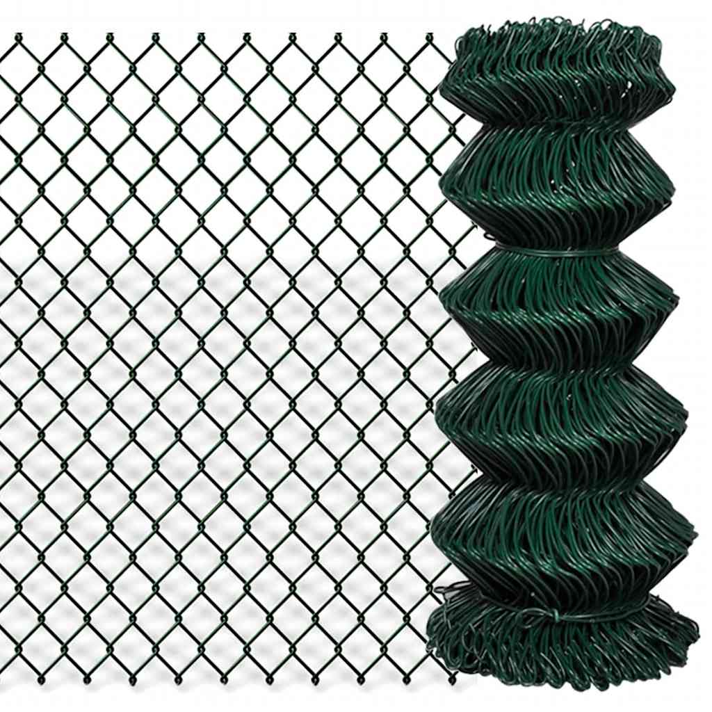 vidaXL Chain Link Fence Steel 0,8x15 m Green 1