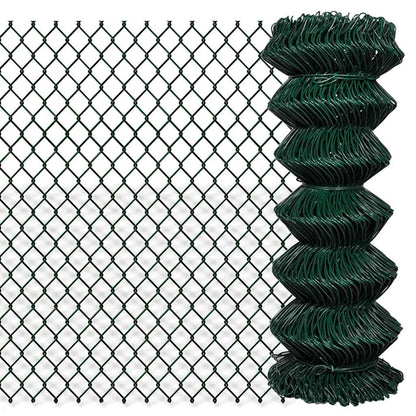 vidaXL Chain Link Fence Steel 1x15 m Green 1