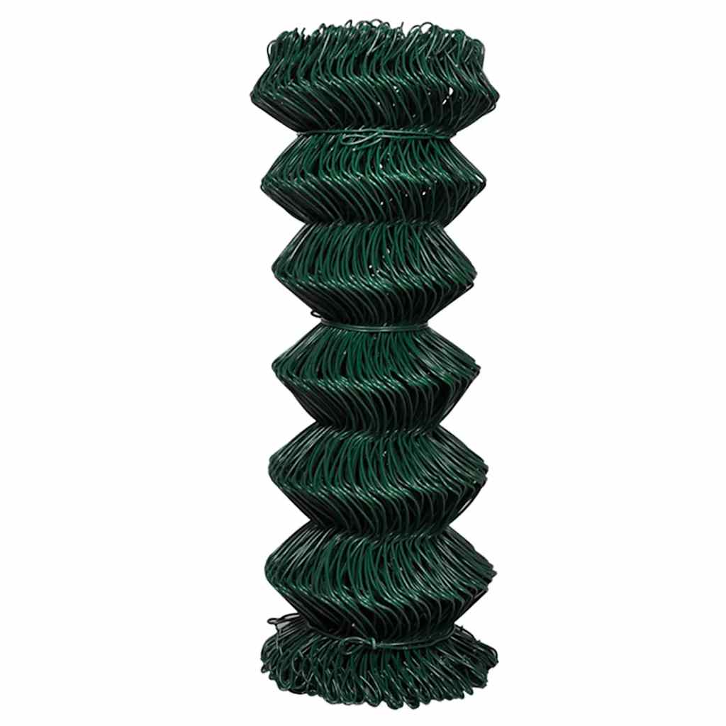 vidaXL Chain Link Fence Steel 1x15 m Green 2