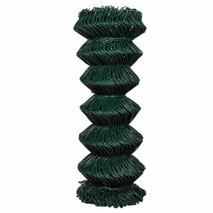 vidaXL Chain Link Fence Steel 1x15 m Green 2
