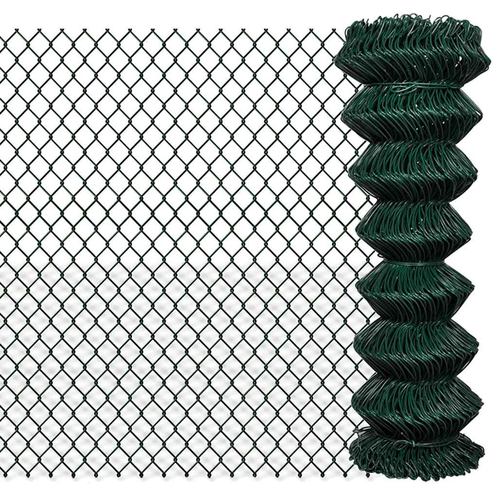 vidaXL Chain Link Fence Steel 1,25x15 m Green 1