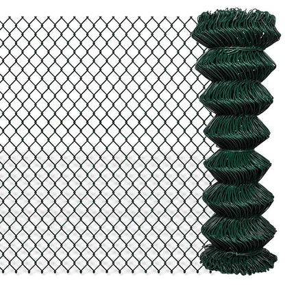 vidaXL Chain Link Fence Steel 1,25x15 m Green 1