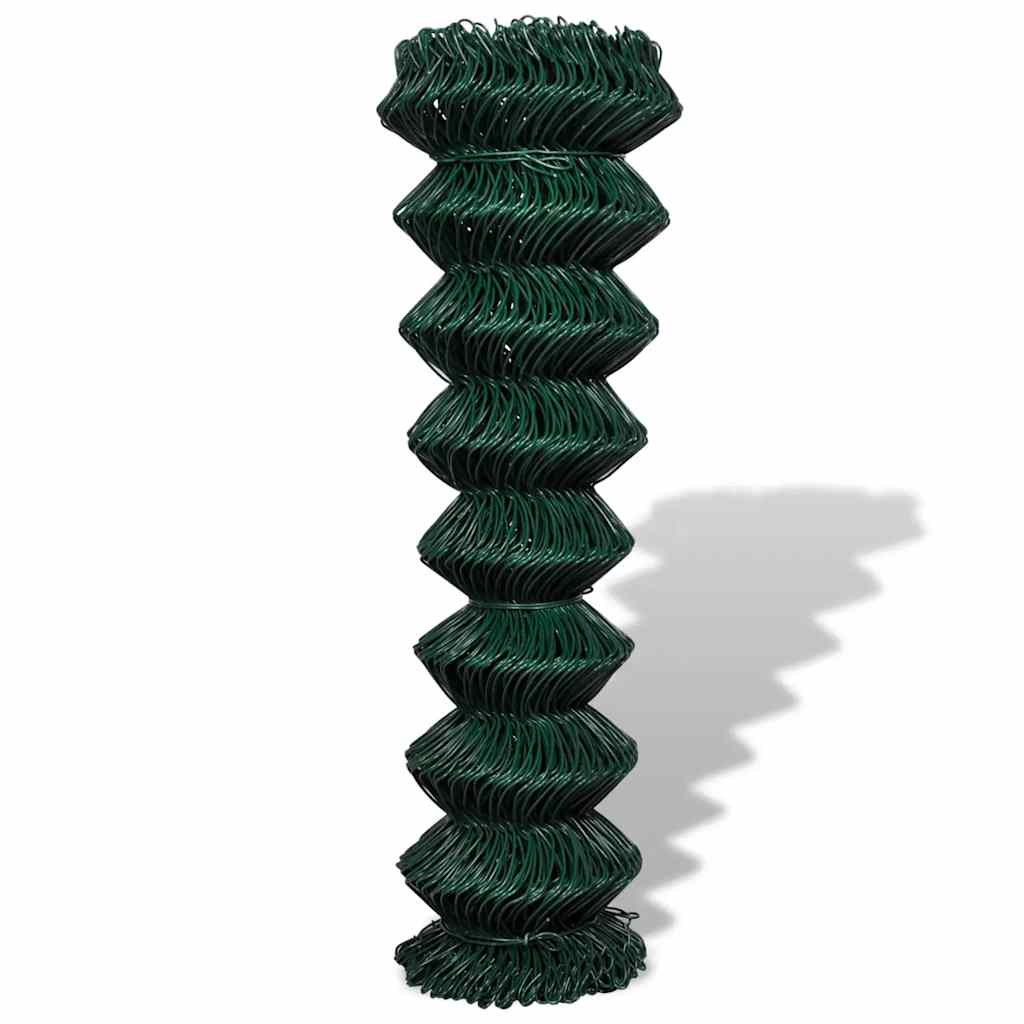 vidaXL Chain Link Fence Steel 1,5x15 m Green 2