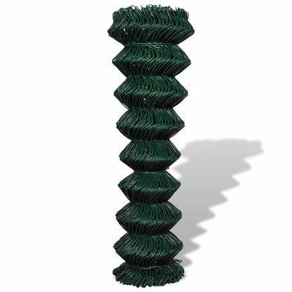 vidaXL Chain Link Fence Steel 1,5x15 m Green 2