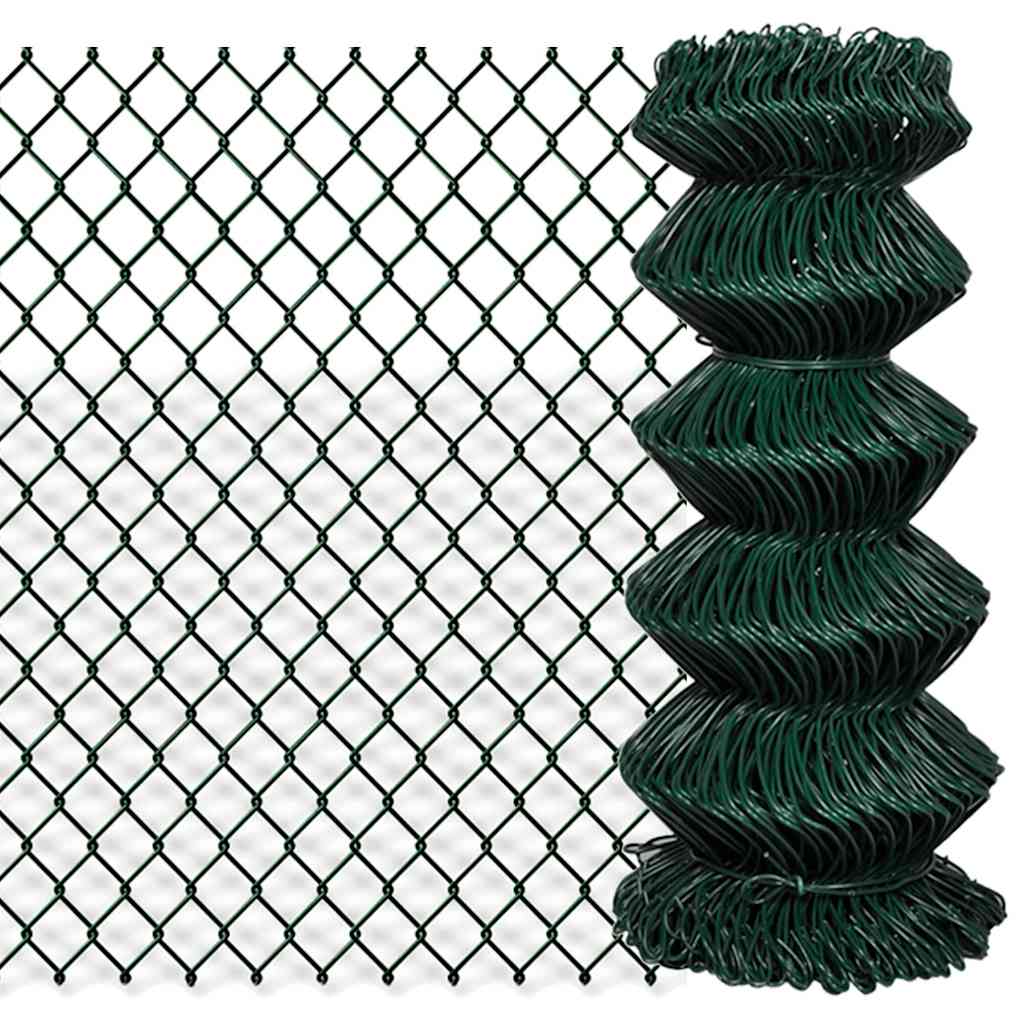 vidaXL Chain Link Fence Steel 0,8x25 m Green 1