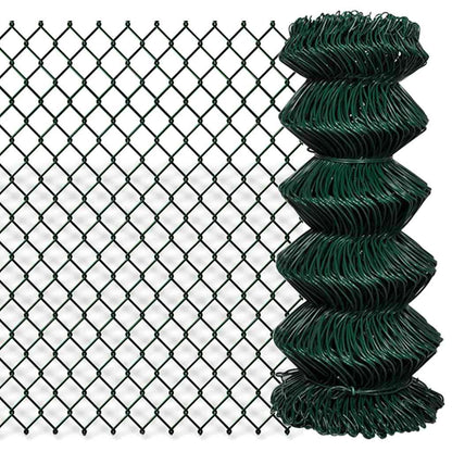 vidaXL Chain Link Fence Steel 0,8x25 m Green 1
