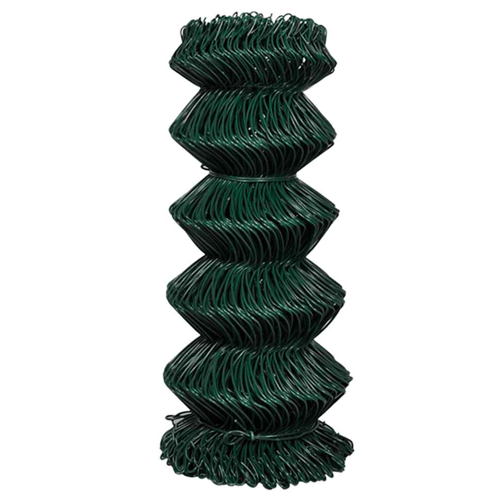 vidaXL Chain Link Fence Steel 0,8x25 m Green 2