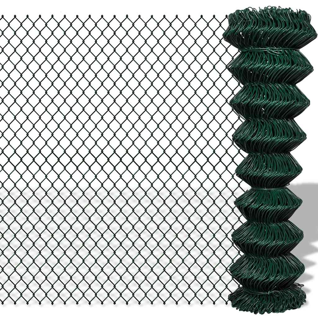 vidaXL Chain Link Fence Steel mesh Size 60 x 60 mm Green