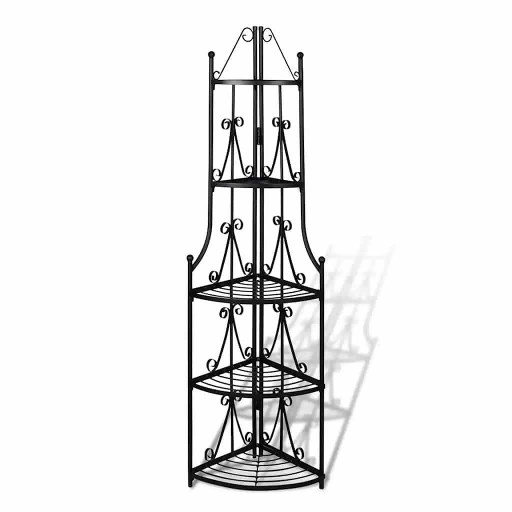 vidaXL Corner Plant Rack Black 1