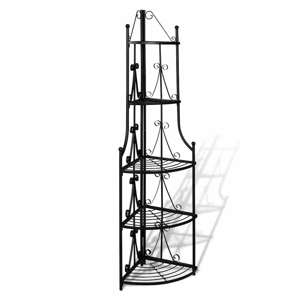 vidaXL Corner Plant Rack Black 2