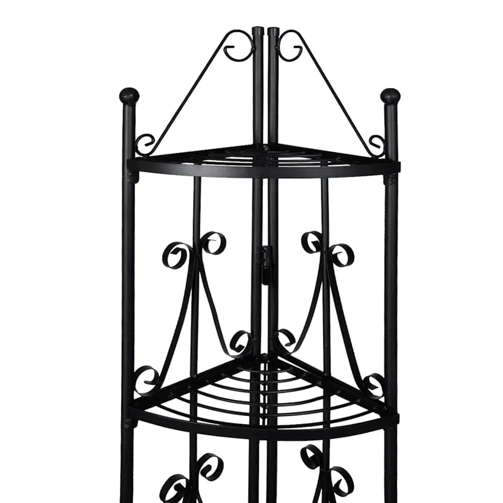 vidaXL Corner Plant Rack Black 3