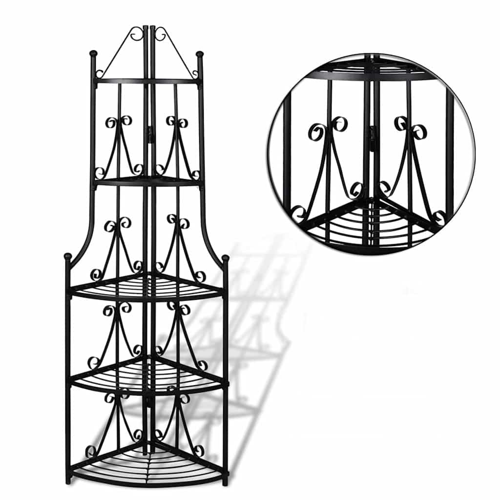 vidaXL Corner Plant Rack Black 4
