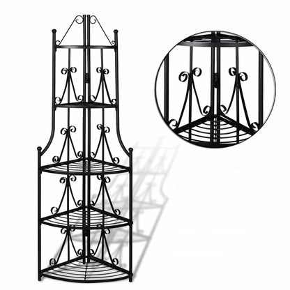 vidaXL Corner Plant Rack Black 4