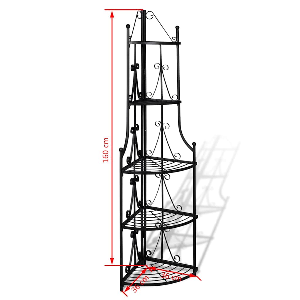 vidaXL Corner Plant Rack Black 5