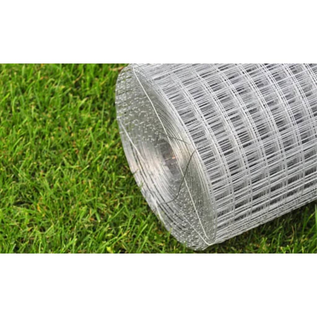 vidaXL Chicken Wire Fence Galvanised Steel 25x1 m Silver 4