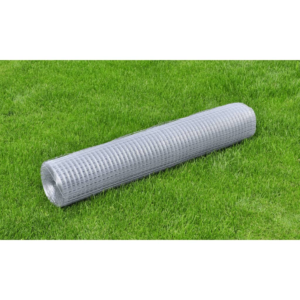 vidaXL Chicken Wire Fence Galvanised Steel 25x1 m Silver 1
