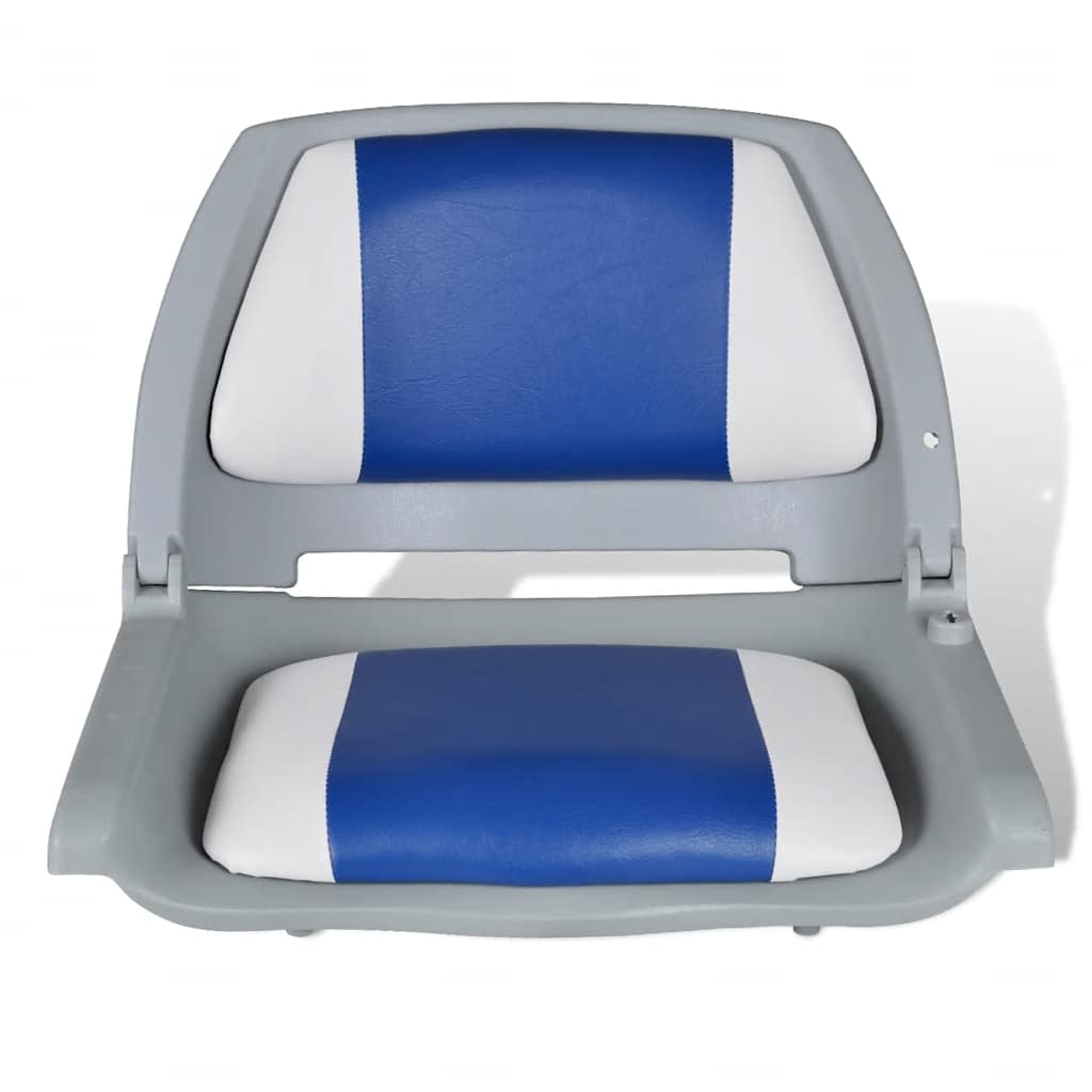 vidaXL Boat Seat Foldable Backrest with Blue-white Pillow 48x51x41 cm 2