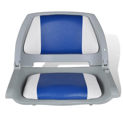 vidaXL Boat Seat Foldable Backrest with Blue-white Pillow 48x51x41 cm 2