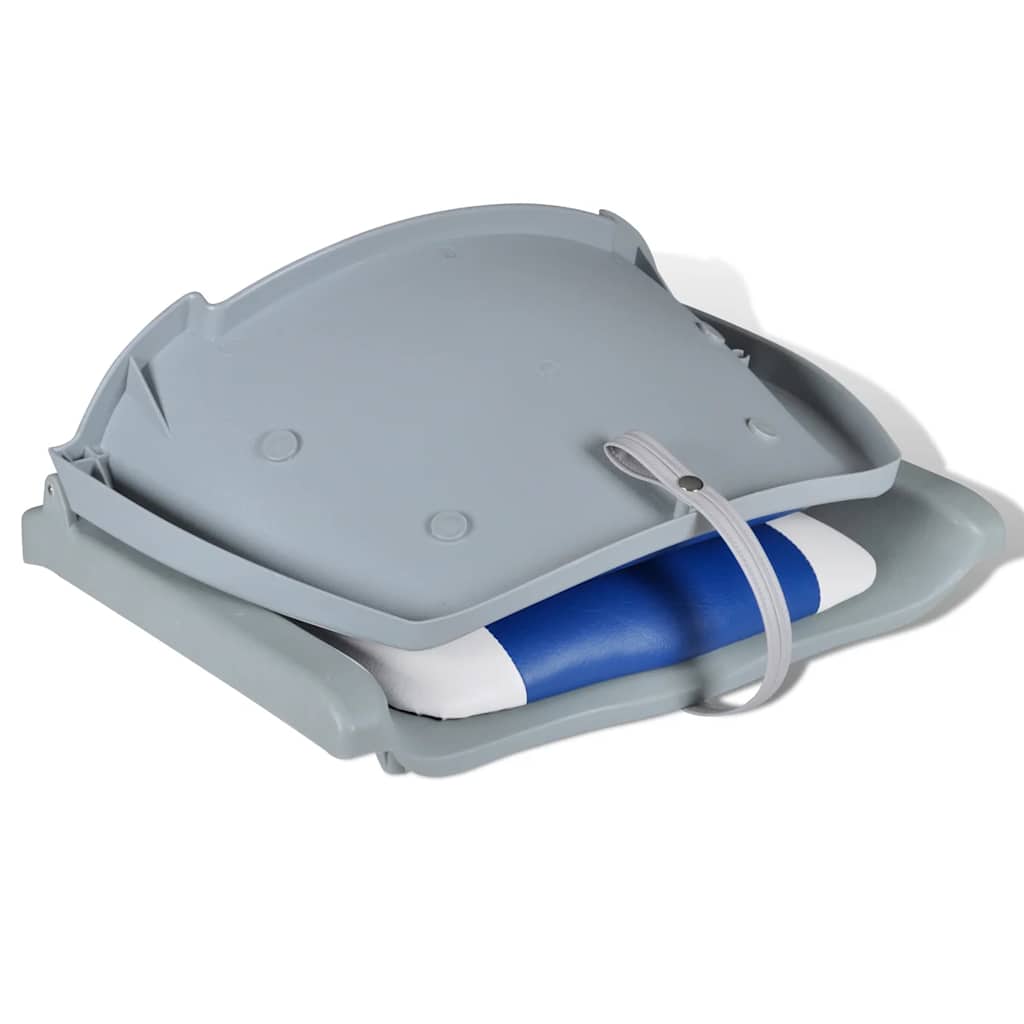 vidaXL Boat Seat Foldable Backrest with Blue-white Pillow 48x51x41 cm 3