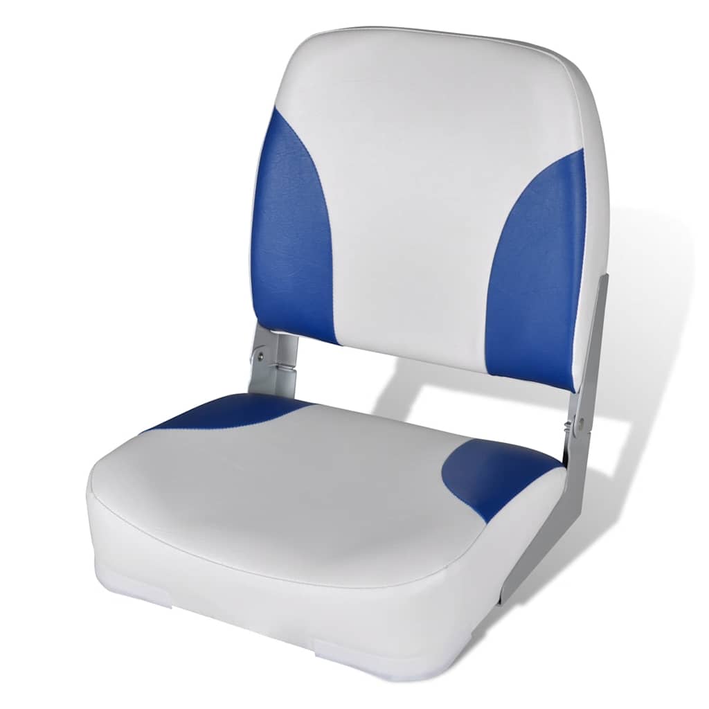 vidaXL Boat Seat Foldable Backrest with Blue-white Pillow 41 x 36 x 48 cm 1