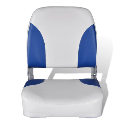 vidaXL Boat Seat Foldable Backrest with Blue-white Pillow 41 x 36 x 48 cm 2