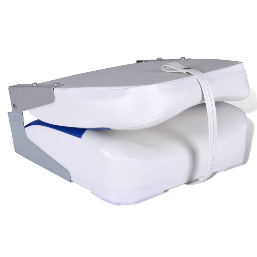 vidaXL Boat Seat Foldable Backrest with Blue-white Pillow 41 x 36 x 48 cm 3