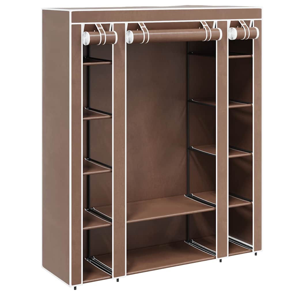 vidaXL Fabric Wardrobe with Compartments and Rods 45x150x176 cm Brown 3