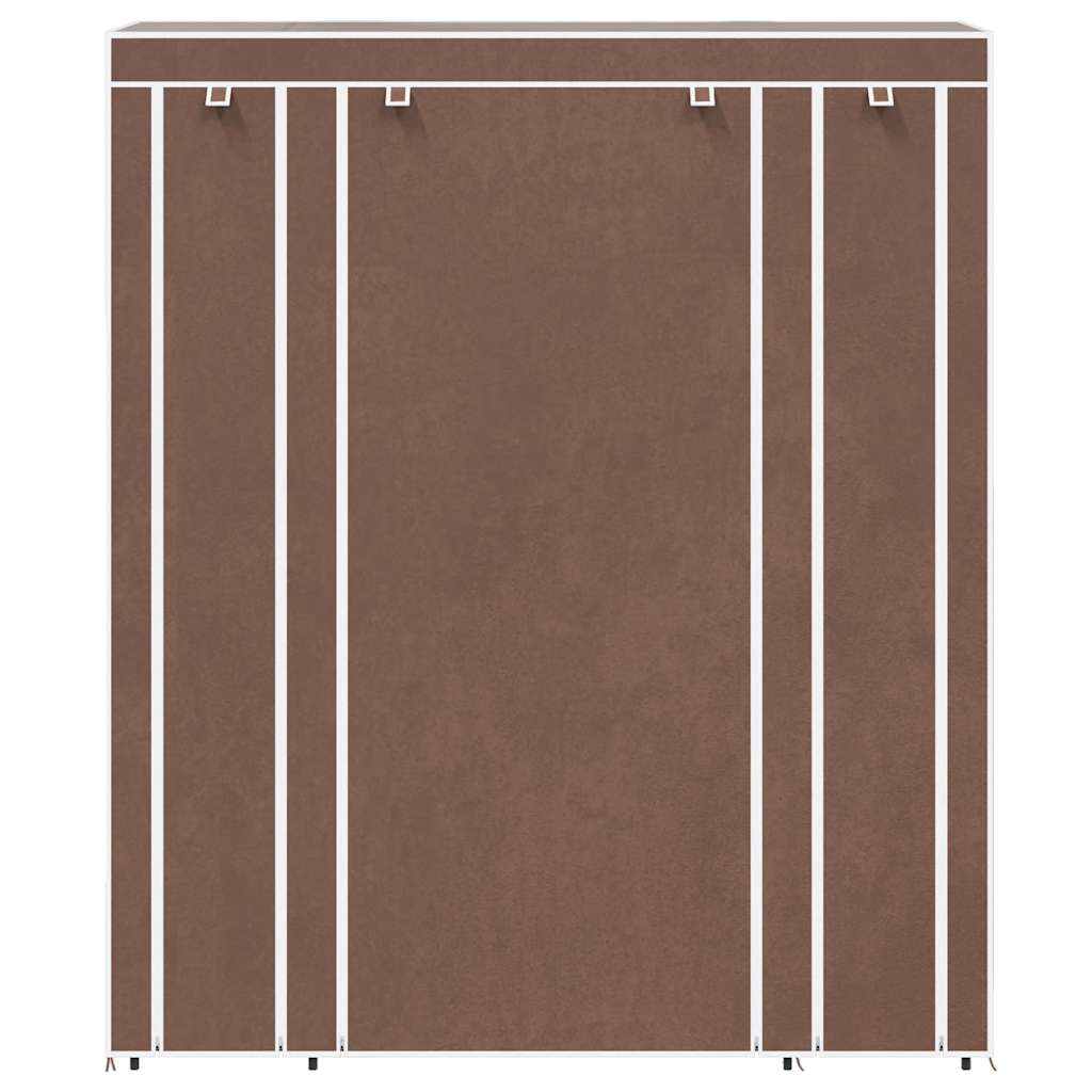 vidaXL Fabric Wardrobe with Compartments and Rods 45x150x176 cm Brown 4