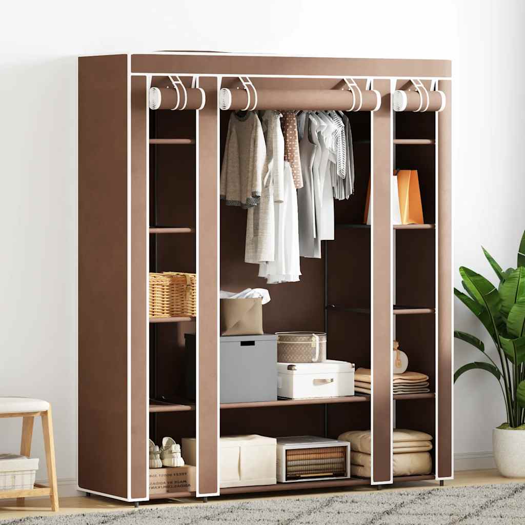 vidaXL Fabric Wardrobe with Compartments and Rods 45x150x176 cm Brown 1