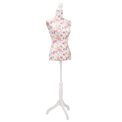 vidaXL Female Mannequin | White with rose detailing | Cotton | Adjustable 1