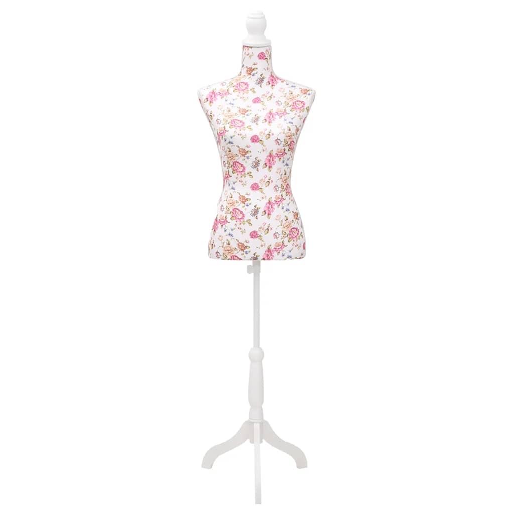 vidaXL Female Mannequin | White with rose detailing | Cotton | Adjustable 2