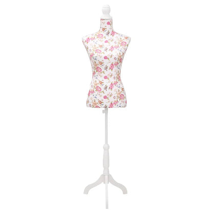 vidaXL Female Mannequin | White with rose detailing | Cotton | Adjustable 2