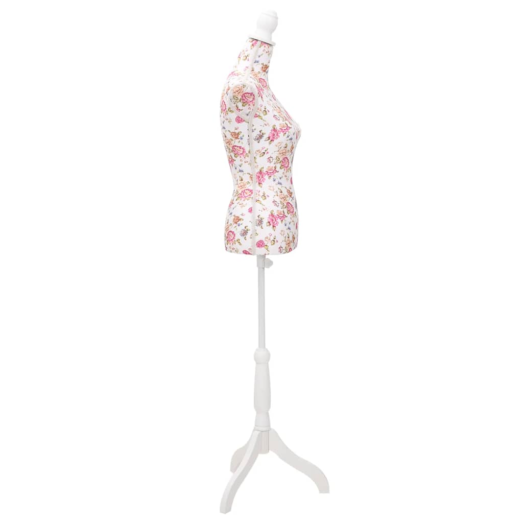 vidaXL Female Mannequin | White with rose detailing | Cotton | Adjustable 3