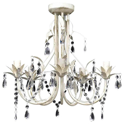 vidaXL Crystal Pendant Ceiling Lamp Chandelier Elegant 5 Bulb Sockets 2