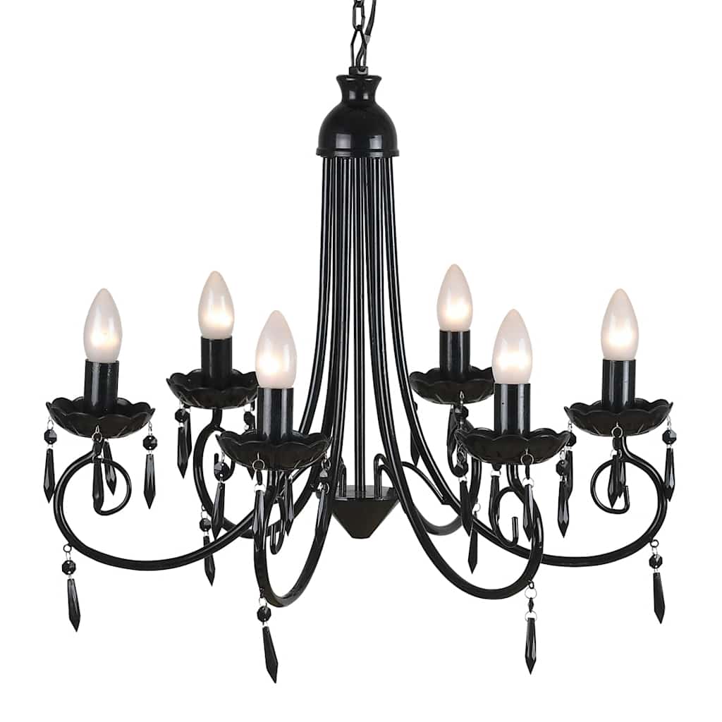 vidaXL Chandelier | Black | Acrylic, Metal | Medium | Decorative Inlays 4
