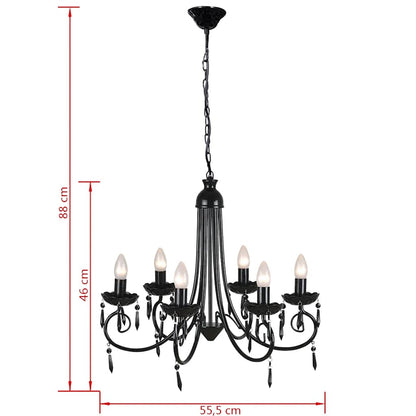 vidaXL Chandelier | Black | Acrylic, Metal | Medium | Decorative Inlays 5