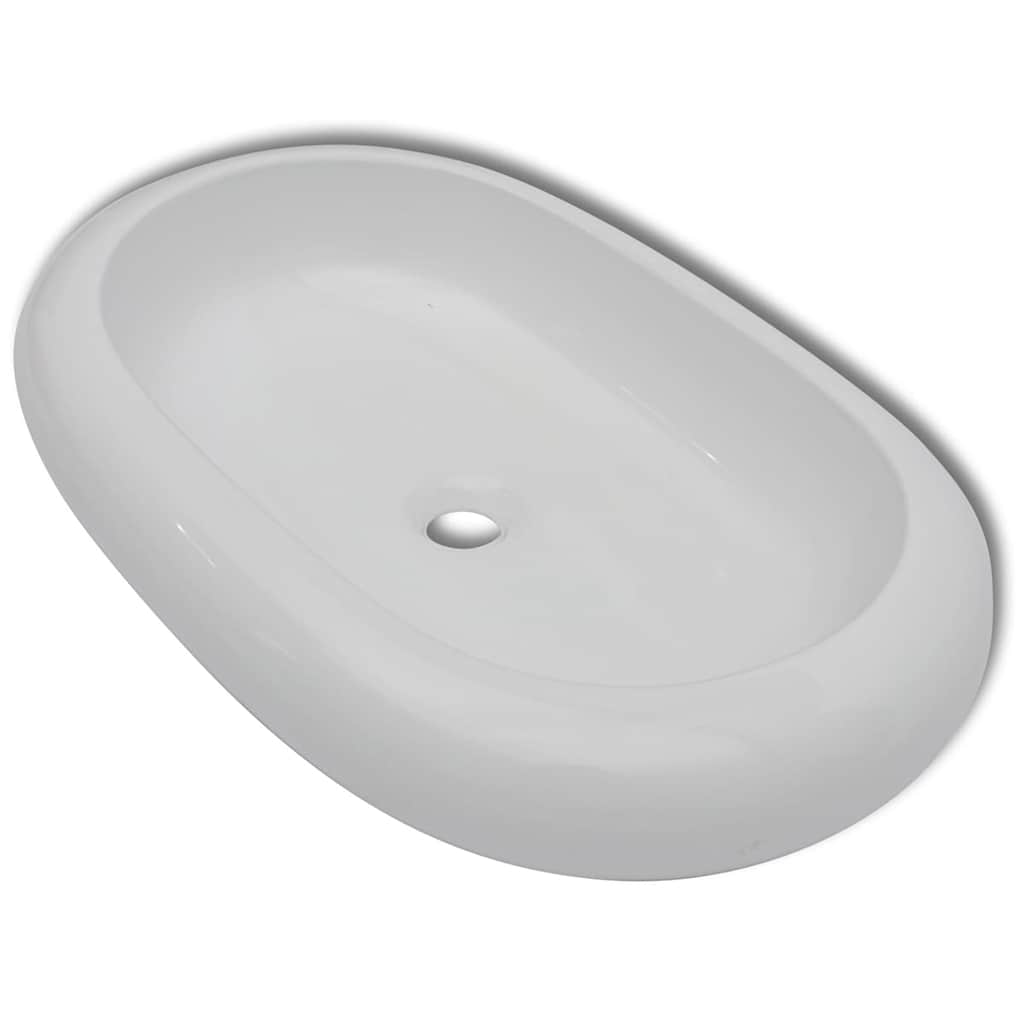 Ceramic Bathroom Sink Basin Oval White